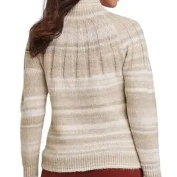 Knox Rose Sweater Size S Oatmeal Striped Mock Neck Pullover NWT Soft - Picture 7 of 8